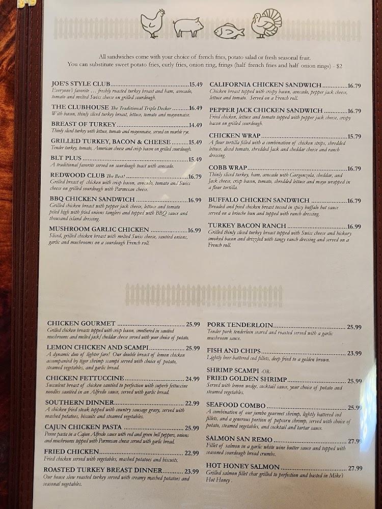 Joe's Green Barn Restaurant Menu image 3